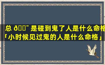 总 🐯 是碰到鬼了人是什么命格「小时候见过鬼的人是什么命格」
